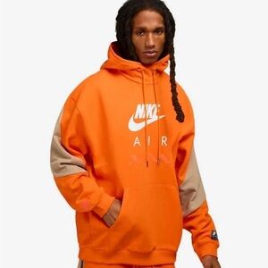 Nike Air Fleece Hoodie Sweatshirt HJ0273-819 Orange $80 Men's Size L Loose Fit